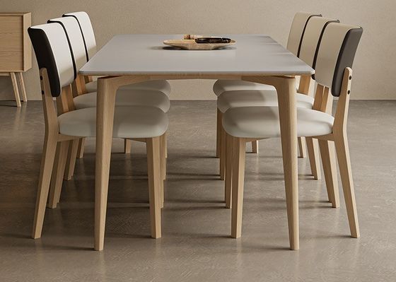 Cadeiras de jantar de hotel W47*D48*H86CM Morden Nordic PU Cadeira de couro de madeira para mobiliário de sala de jantar estofada