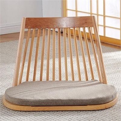 Cadeira de jantar de madeira maciça com assentos naturais no chão e design moderno Tatami Seatback