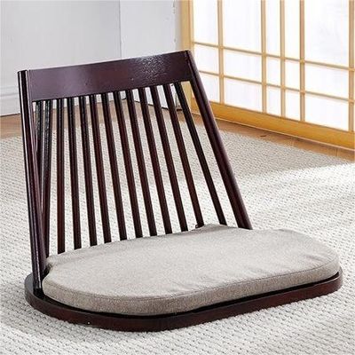 Cadeira de jantar de madeira maciça com assentos naturais no chão e design moderno Tatami Seatback