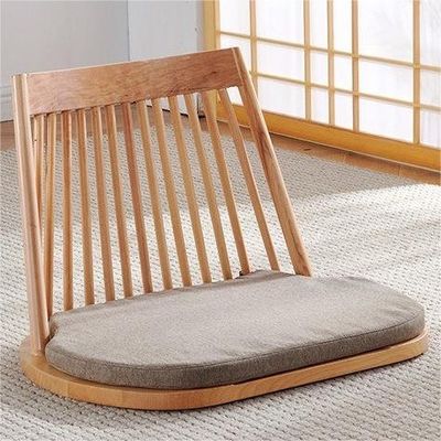 Cadeira de jantar de madeira maciça com assentos naturais no chão e design moderno Tatami Seatback