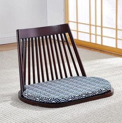 Cadeira de jantar de madeira maciça com assentos naturais no chão e design moderno Tatami Seatback