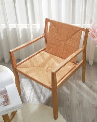Design Natural Madeira de Carvalho Cordão tecido Bracelet Sofá cadeiras para cozinha Móveis de madeira maciça em estilo de cozinha