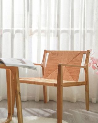 Design Natural Madeira de Carvalho Cordão tecido Bracelet Sofá cadeiras para cozinha Móveis de madeira maciça em estilo de cozinha