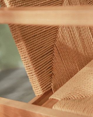 Design Natural Madeira de Carvalho Cordão tecido Bracelet Sofá cadeiras para cozinha Móveis de madeira maciça em estilo de cozinha
