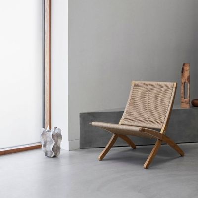 Cadeira de jantar Lounge nórdico Cadeira de madeira maciça Design Clásico Cordel tecido Não dobrável