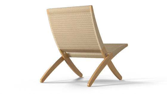 Cadeira de jantar Lounge nórdico Cadeira de madeira maciça Design Clásico Cordel tecido Não dobrável