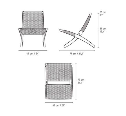 Cadeira de jantar Lounge nórdico Cadeira de madeira maciça Design Clásico Cordel tecido Não dobrável