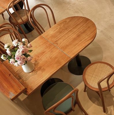 Moderno estilo simples mesa de jantar conjunto para edifício de escritório mesa de restaurante de madeira maciça