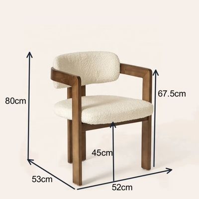 Moderno design de lã de cordeiro / material de veludo Cadeira de jantar de madeira sólida simples com estilo de cadeira de elevador e logotipo personalizável