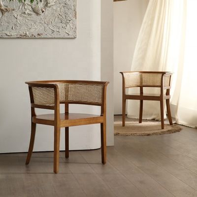 Home Móveis Morden Nordic Tecido de Cana Preta Rarran Rarando Cadeira Cadeira de madeira Vicker para hotéis Cadeiras de refeição estofadas
