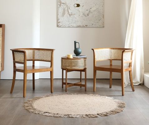 Home Móveis Morden Nordic Tecido de Cana Preta Rarran Rarando Cadeira Cadeira de madeira Vicker para hotéis Cadeiras de refeição estofadas