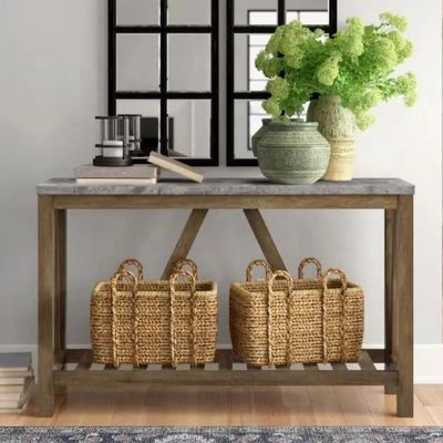 Embalagem de correio Design moderno Mesa de varanda de madeira pura Prateleira simples Mesa retangular