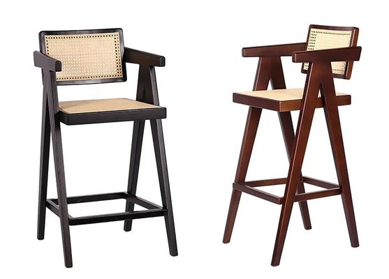 Cadeira de bar de madeira maciça com apoio nas costas e braços Natural/Norte/Negro