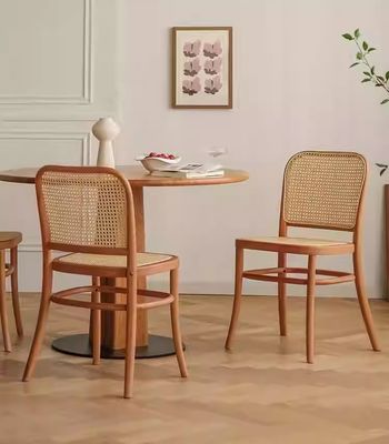Cadeira de jantar de madeira maciça com espinha de ratão para móveis de sala de jantar W47.4CM*D44.6CM*H83.5CM