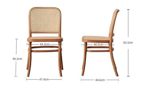 Cadeira de jantar de madeira maciça com espinha de ratão para móveis de sala de jantar W47.4CM*D44.6CM*H83.5CM