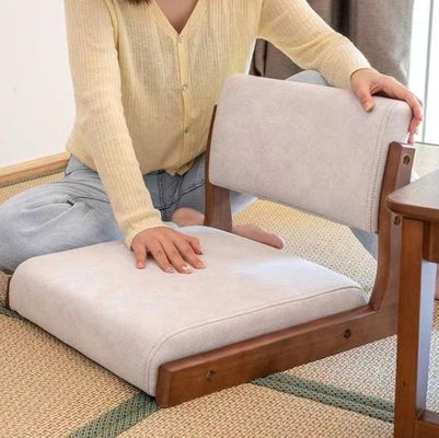 Chaise de chá japonesa Tatami de madeira personalizada sem pernas com suporte nas costas