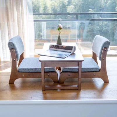 Embalagem de correio estilo japonês Tatami Madeira Piso sem pernas Cadeira de chá de madeira maciça com suporte traseiro