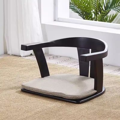 Mobiliário de sala de estar de madeira maciça cadeira de chão tatami japonesa com apoio nas costas e sem encosto