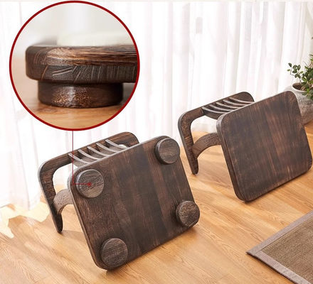 Assento de chão de madeira maciça Nitrolacquer acabamento e suporte traseiro para tatami japonês