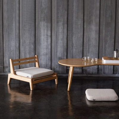 Casa Mobiliário japonês Tatami Madeira Piso sem pernas Cadeira de chá com suporte traseiro OEM/ODM SIM