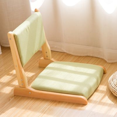 Cadeira de sala de estar de estilo moderno Tatami japonês de madeira sem pernas Cadeira de chá com suporte traseiro Cadeira de chão de madeira maciça