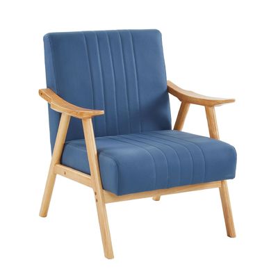 Wabi-Sabi Design Style Tecido estofado Madeira Sólida Lounge de lazer Sofá de madeira Cadeira para sala de estar