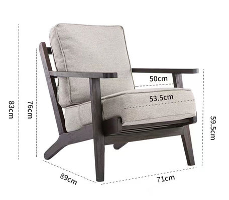 Cadeira de madeira maciça estofada Nitrolacquer Finish Cadeira de lazer para sala de estar