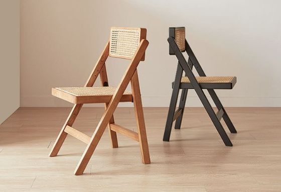 Cadeira de casamento de madeira castanha moderna cadeira de rotão dobrável para jantares de escritório e casamentos em estilo natural