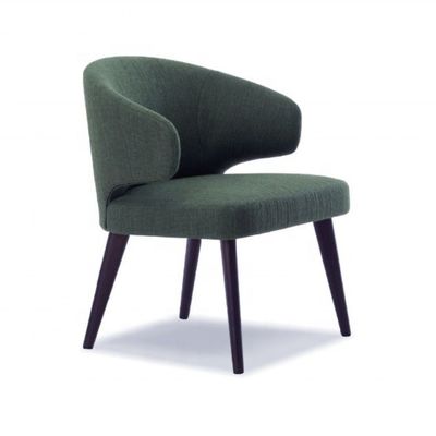 OEM Sim Sala de Jantar Pernas de madeira Poltrona de veludo Assento único Encosto de costas de asa Cadeiras de jantar para móveis de restaurante de luxo