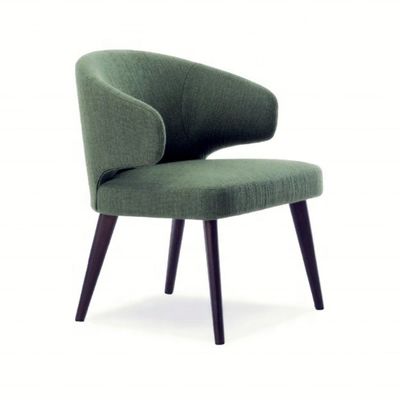 OEM Sim Sala de Jantar Pernas de madeira Poltrona de veludo Assento único Encosto de costas de asa Cadeiras de jantar para móveis de restaurante de luxo