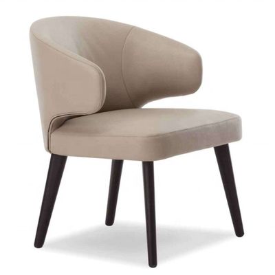 OEM Sim Sala de Jantar Pernas de madeira Poltrona de veludo Assento único Encosto de costas de asa Cadeiras de jantar para móveis de restaurante de luxo