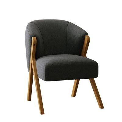 Cadeira de madeira nórdica moderna Estrutura de madeira sólida de cinzas resistentes para design de hotel Cadeiras de sofá de madeira de lã de cordeiro de veludo