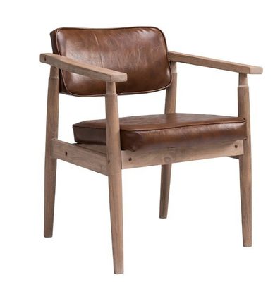 Mobiliário de cozinha moderno europeu Madeira maciça Cadeiras de couro PU em cor de madeira natural