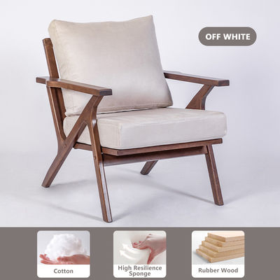 Sala de estar Accent Arm Chair Cadeira de madeira nórdica moderna com lã de cordeiro de veludo Mobiliário de design de hotel em branco/preto/amarelo