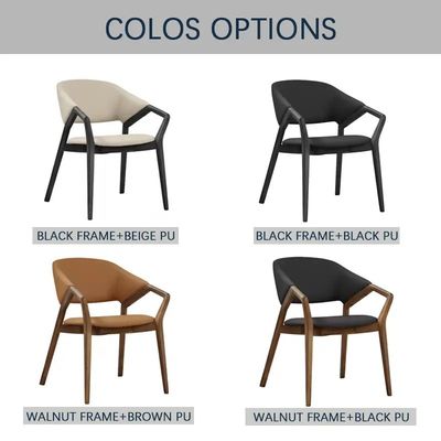 Cadeira de mesa de couro PU de madeira maciça para cafés e restaurantes em estilo nórdico