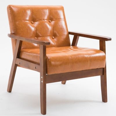 Cadeira de assento suave para apartamento sala de estar e hotel Tecido de madeira maciça Sofá de madeira Cadeira com design moderno