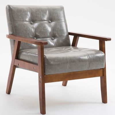 Cadeira de assento suave para apartamento sala de estar e hotel Tecido de madeira maciça Sofá de madeira Cadeira com design moderno