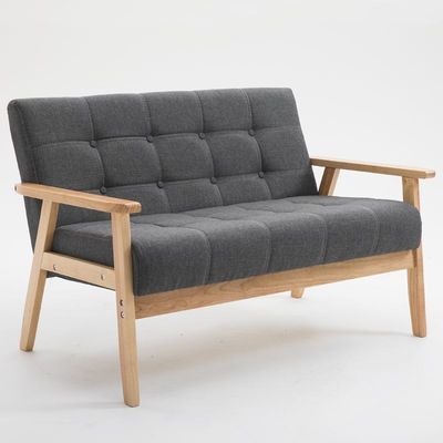 Cadeira de assento suave para apartamento sala de estar e hotel Tecido de madeira maciça Sofá de madeira Cadeira com design moderno