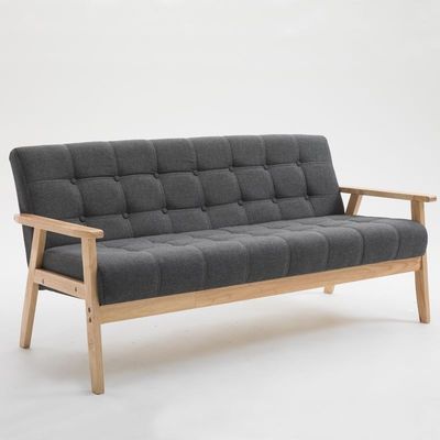 Cadeira de assento suave para apartamento sala de estar e hotel Tecido de madeira maciça Sofá de madeira Cadeira com design moderno