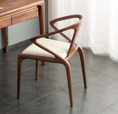 Cadeira de madeira maciça de design nórdico moderno para restaurante Cadeira de sala de jantar de couro PU W51*D57*H80CM Dobrada NO