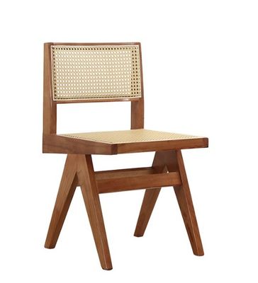 Assento suave de madeira de borracha Design moderno Cadeira de sala de jantar de rotão de madeira para sala de estar e hotel