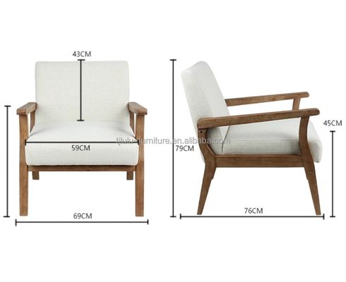 Sala de estar e hotel Sofá de madeira maciça cadeira de madeira W69 * D76 * H79CM com assento macio Design moderno Um assento