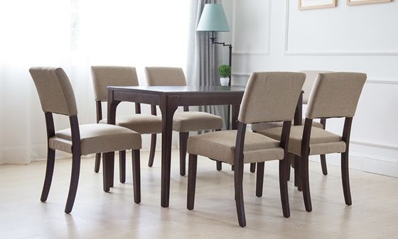 Cadeira de jantar de madeira maciça de tecido colorido perfeita para mobiliário de hotel / sala de jantar / restaurante