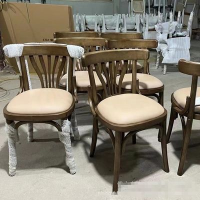 Cadeiras de madeira de design moderno com base reclinável e estofamento de couro PU em estilo nórdico