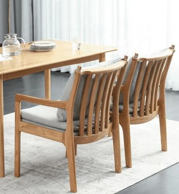Restaurante Hotel Moderno Tecido Revestido de Madeira Reposas de Braços Cadeira de Jantar com Construção de Madeira Sólida