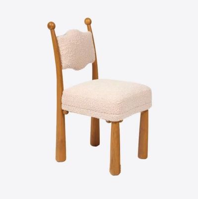Desenho nórdico francês Moderno Madeira maciça de um assento Lana de cordeiro Sala de jantar Cadeiras de madeira