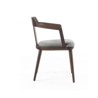 Cadeira de refeição de cantina interior em madeira maciça com almofada de assento e poltrona de cor de noz de design moderno