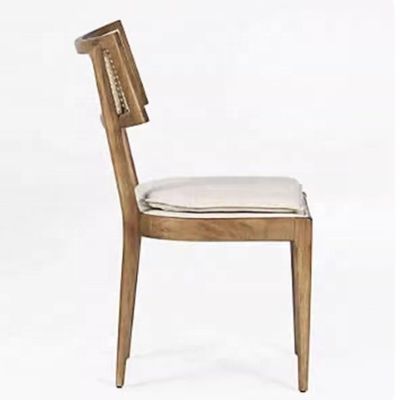 Mobiliário de Restaurante Moderno Rattan Back Cadeira de Jantar de Madeira com Tapete de Tecido