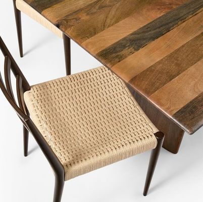 Quadro de madeira maciça Desenhos personalizados Vintage Hotel Cadeira de jantar de cordão tecido para eventos