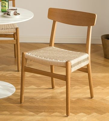 Cadeira de jantar de madeira moderna de cordão de tecido de madeira sólida para restaurante hotel com e serviço OEM aceito